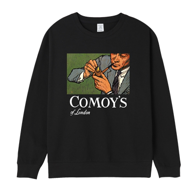 欧美烟斗客斗草复古英伦克梅comoy周边印花秋冬圆领套头长袖卫衣