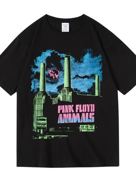 欧美复古pinkfloyd平克佛洛依德乐队潮流纯棉短半袖T恤男女夏季