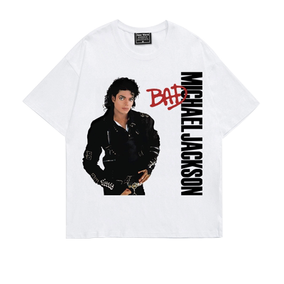 迈克尔杰克逊MichaelJackson潮流oversize落肩五分袖重磅宽松T恤