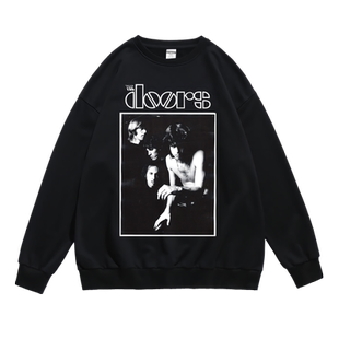 大门乐队doors莫里森潮流音乐节摇滚印花秋冬长袖圆领无帽卫衣男