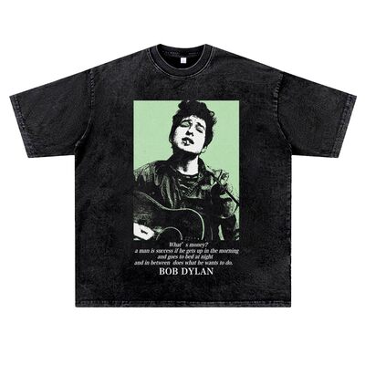 美式复古vintage水洗做旧ins潮流民谣诗人bobdylan鲍勃迪伦T恤男