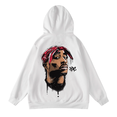 说唱嘻哈饶舌印花抓绒套头帽卫衣