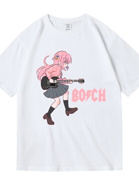 日式动漫二次元孤独摇滚后藤独联名acdc周边短袖T恤夏季青少年男