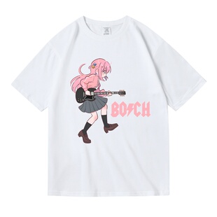 日式动漫二次元孤独摇滚后藤独联名acdc周边短袖T恤夏季青少年男