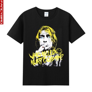 纯棉短半袖T恤男女夏季bf欧美摇滚nirvana涅槃乐队科本pop风印花