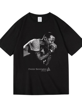 欧美摇滚linkinpark林肯公园主唱查斯特贝宁顿纯棉短半袖T恤男女