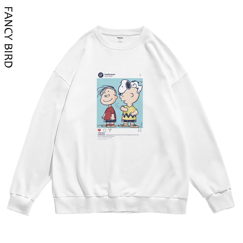 潮流春秋冬长袖圆领卫衣日系ins小清新卡通印花简约图案男女同款