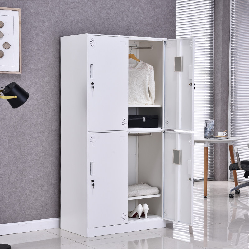 2021白色拆22装4门办公更衣柜带锁浴室换衣柜家用铁皮储物柜衣帽
