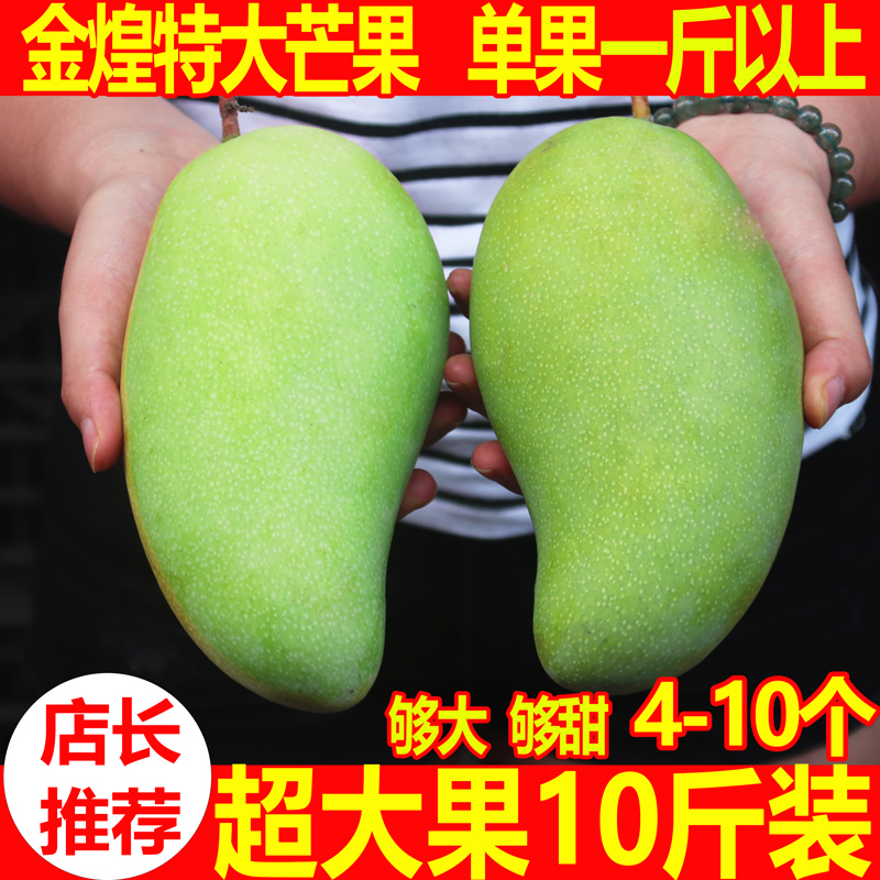 廣西大金煌水仙芒果新鮮包郵帶箱10斤熱帶時令水果甜心芒超大青芒