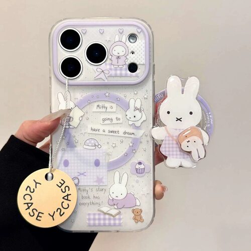 卡通紫色米菲兔iPhone17手机壳兼