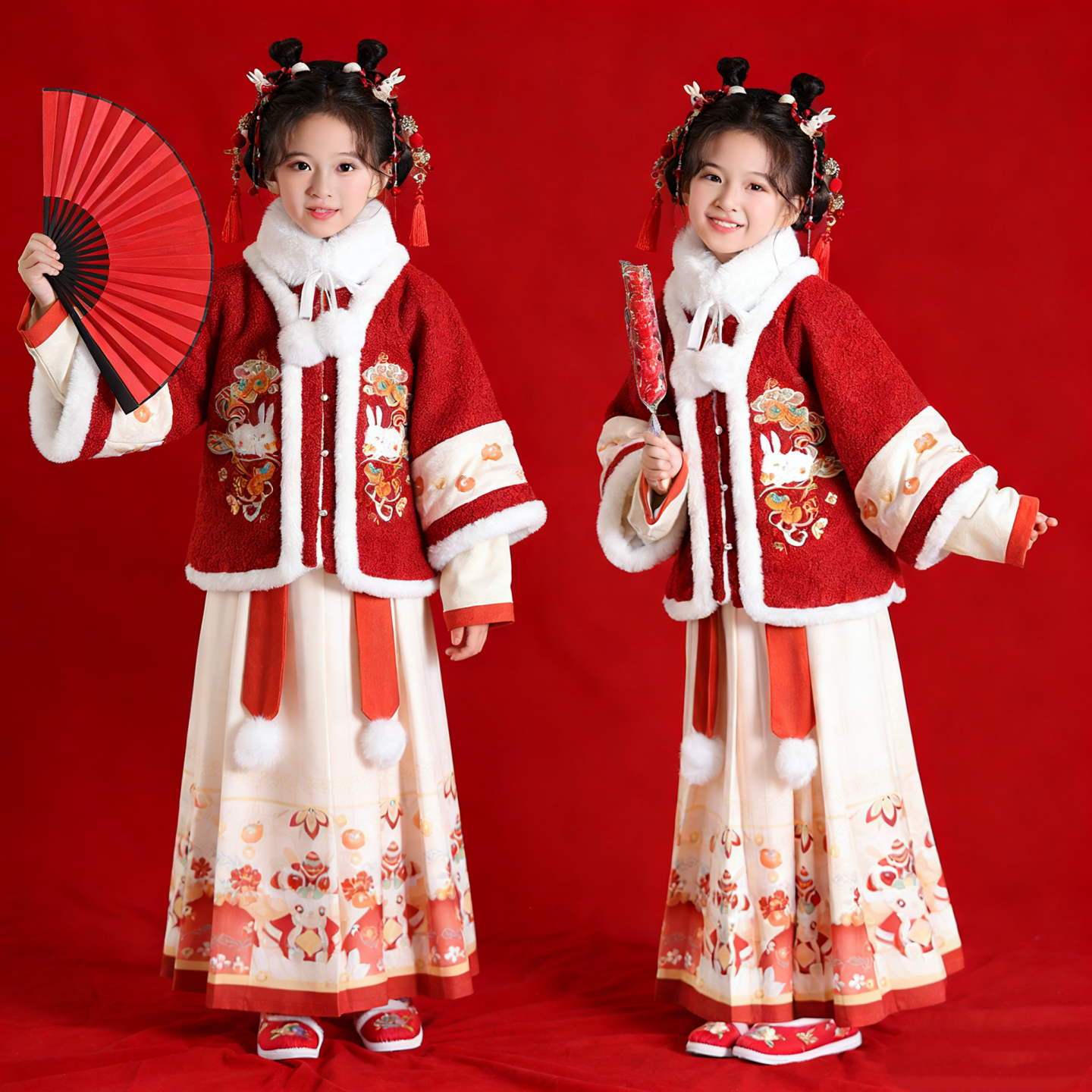 女童汉服冬季儿童拜年服国风唐装2025新款女孩过新年马面裙秋冬装,童装/婴儿装/亲子装,汉服,淘宝优惠券,粉丝福利购,淘宝优惠卷