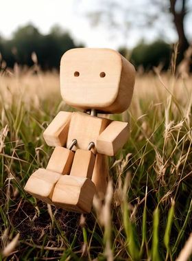 小木偶抖腿小木人装饰摆件