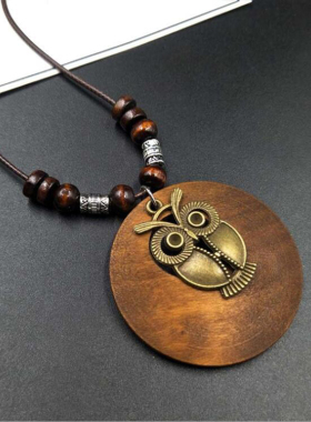 复古棉麻配饰民族风木质树叶吊坠