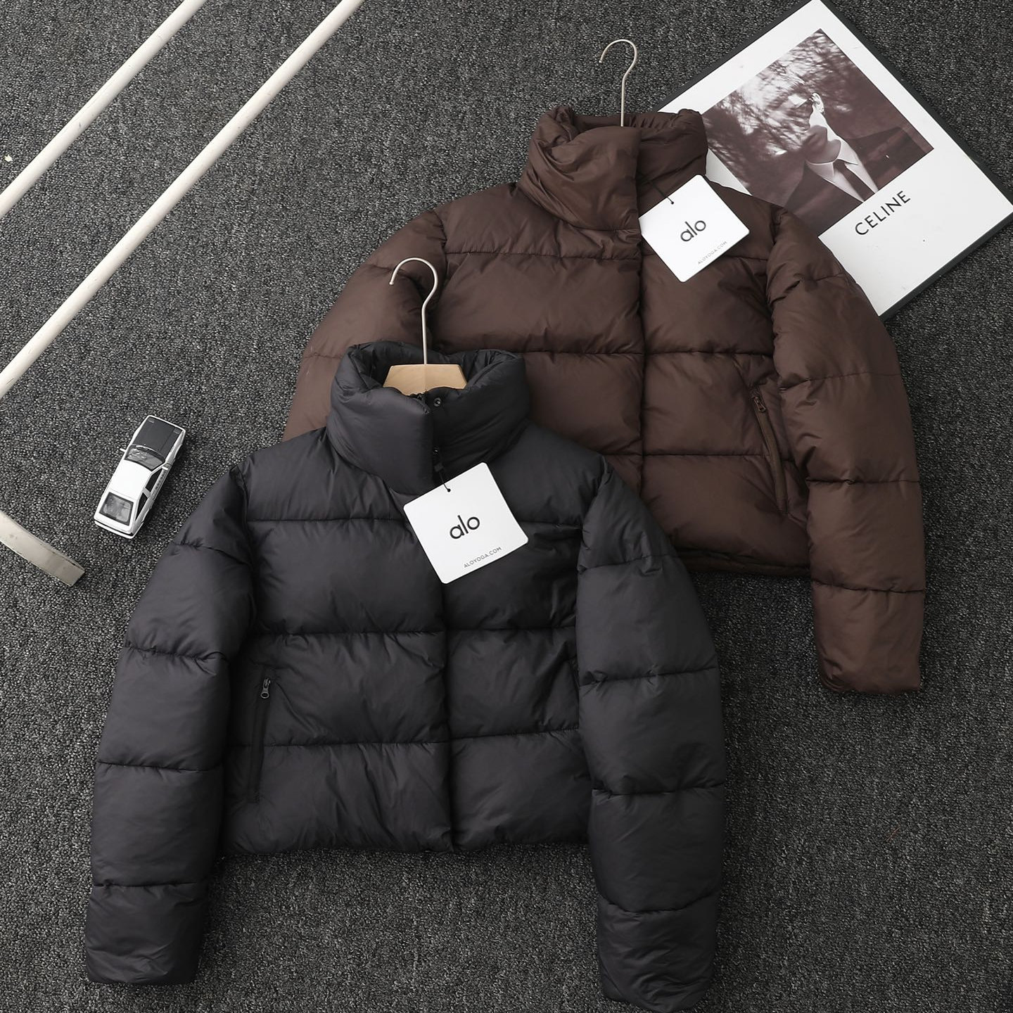 正品现货ALO肯豆短款立领女士棉服冬季加厚纯色羽绒棉衣简约外套