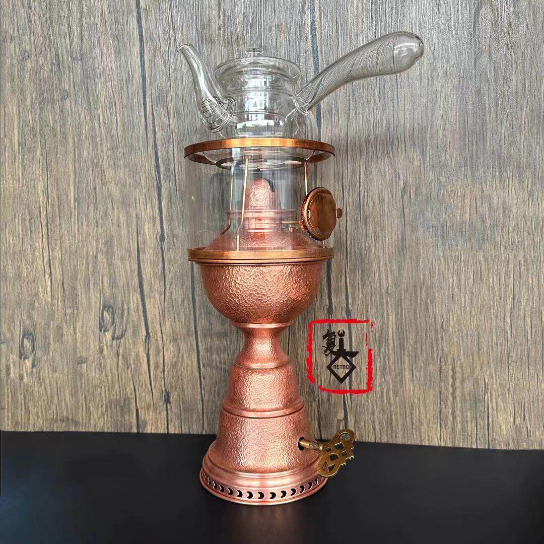 精品上链灯紫铜锤纹鼓风煤油灯