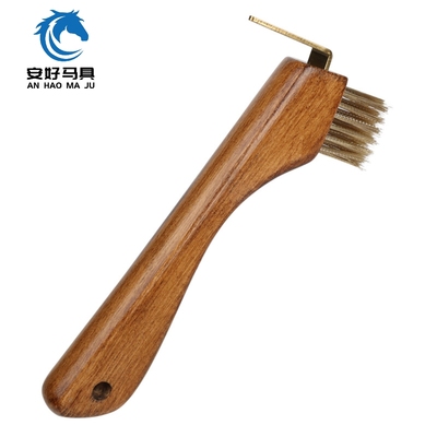 马蹄钩木质手柄铜丝刷头马蹄刷金属钩头马用蹄钩马匹清洁刷马工具