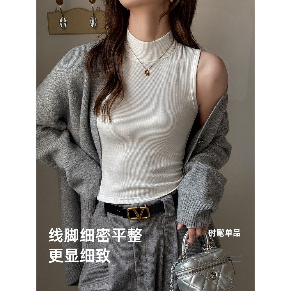 白色打底背心内搭女春秋新款无袖螺纹针织衫2025半高领打底衫,女装/女士精品,背心吊带,淘宝优惠券,粉丝福利购,淘宝优惠卷