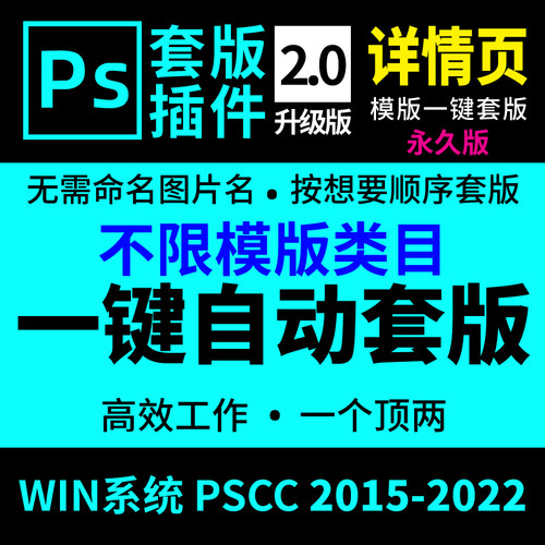 66套版软件PS插件一键自动套版详情页模板毕业相册套图PS美工软件