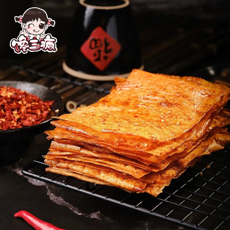 湖南特产豆薄豆片馋三疯豆腐干手撕辣条手工麻辣零食