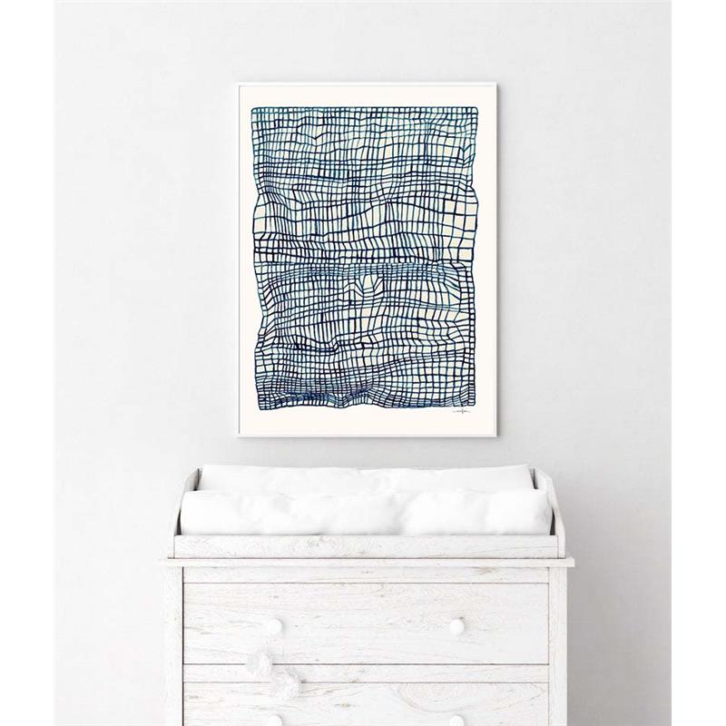 几何简约蓝色线条抽象 北欧家居 装饰海报装饰画