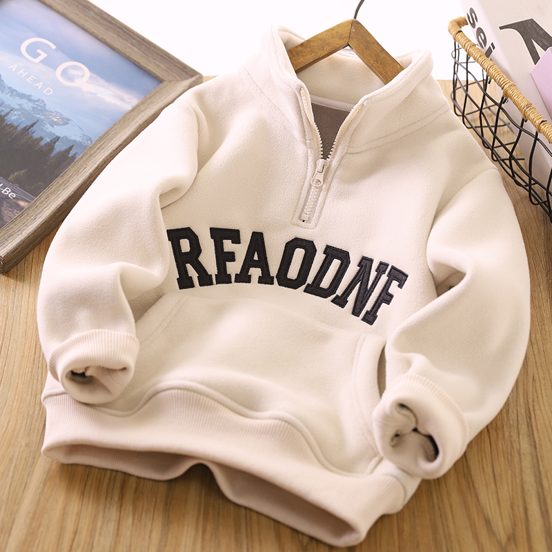 男童加绒卫衣半拉链打底衫