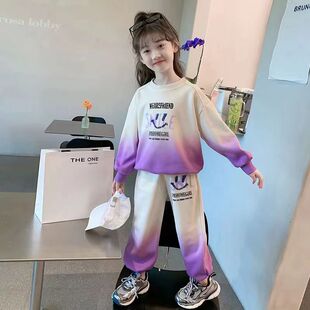 新款 女童套裝 2025韓版 春秋款 兒童運動衛(wèi)衣兩件套寶寶洋氣休閑潮牌