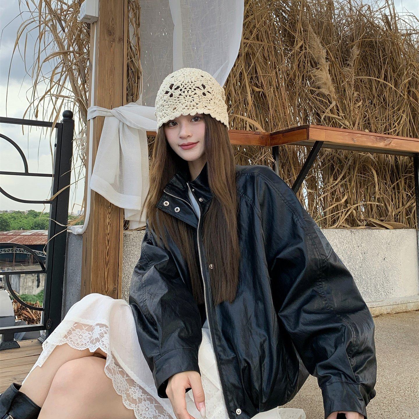 2025设计感超火酷飒风机车夹克皮衣外套