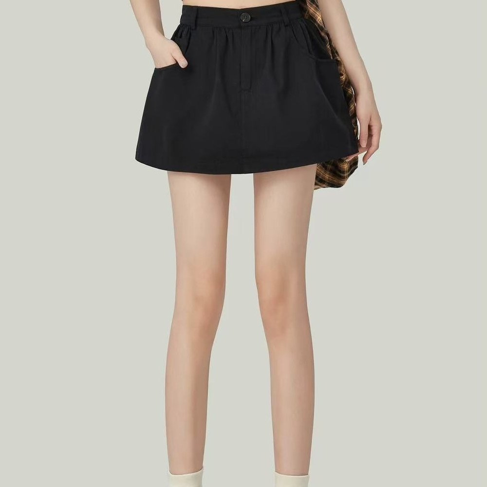 纯色工装裙休闲短裙女半身裙