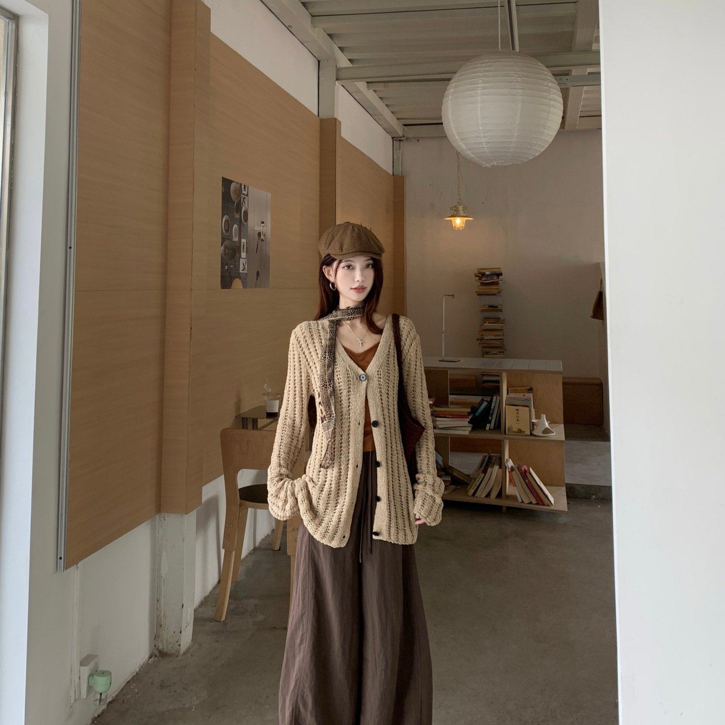 韩系百搭慵懒风百搭内搭镂空织衫毛衣+显瘦休闲裤