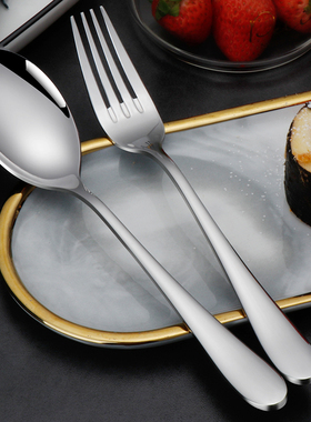 大号加厚不锈钢汤勺子汤匙调羹长柄饭勺家用吃饭勺圆餐勺叉子