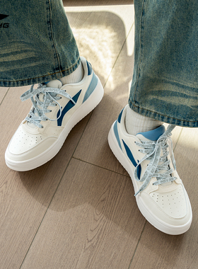 李宁板鞋男鞋2026春季新款白色透气鞋子正品反光运动小白鞋休闲鞋