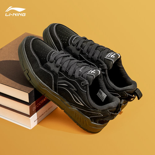 李宁元初板鞋男青少年黑色经典