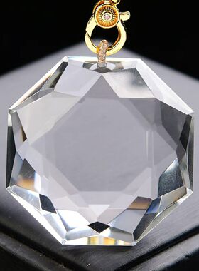 天然白水晶切面吊坠项链挂件毛衣链男女款本命年饰品礼物