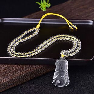 天然白水晶宝宝佛吊坠男女款项链挂件饰品礼物