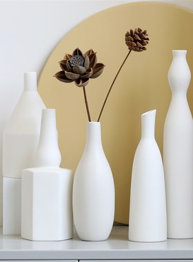 速发瓶花陶瓷白色客厅小口插干花水养约意简创风客厅摆件