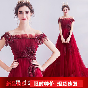 速发 时髦优雅红色新娘结婚敬酒2婚礼婚宴婚纱晚礼服6