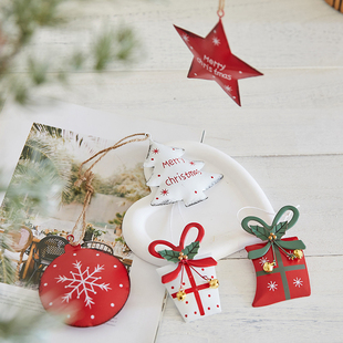 速发圣铁树诞艺彩绘复古小挂店装饰礼包酒件商场橱窗五角星挂饰