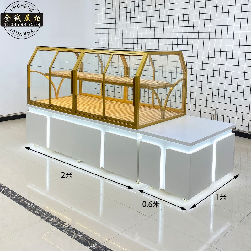 速发#面包柜展示型中岛柜边柜烘焙货架商用玻璃蛋糕糕点模店柜柜