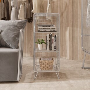 速发飘窗书柜铁艺书架头地服装店小置型物架子床落收纳不锈钢雷新