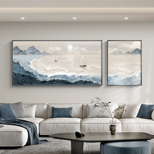 速发简约客画装饰厅侘寂奶油风沙发背景墙头画肌理画卧室床壁挂画