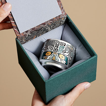 速发敦煌人创鎏银主2杯茶杯家用高档送礼logo品茗杯文025新款轻奢