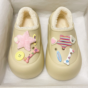 速发外穿棉拖鞋防水家室士秋冬季2024新款家居用内月子全包跟毛绒