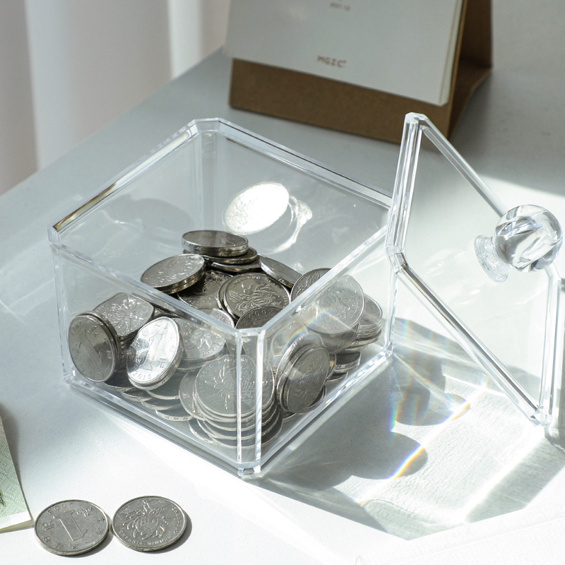 速发风零钱存钱罐童尘透明用家儿防礼物塑料储钱硬币收纳盒储蓄罐
