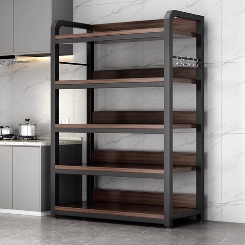 速发厨房多功能置物架落地多层储物简家架用易货架烤箱微波炉收纳