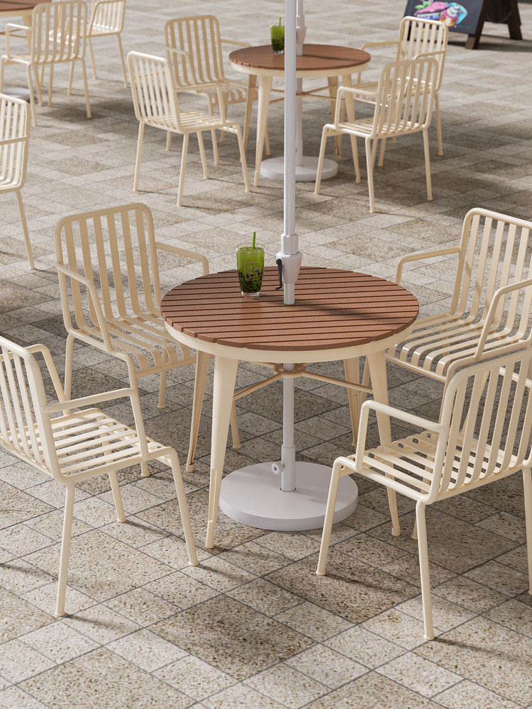户外塑木桌椅组合网红奶茶店咖啡厅休闲桌椅户外庭院防水防晒桌椅