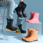 雨鞋 中筒平底厚底耐磨户外雨靴厨房水鞋 男款 防水防滑胶鞋 夏季 时尚