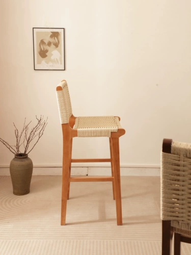 Столетние бары с твердым деревом для веревки для дома Используйте ретро -столовые стулья бар Ресторан Рестора