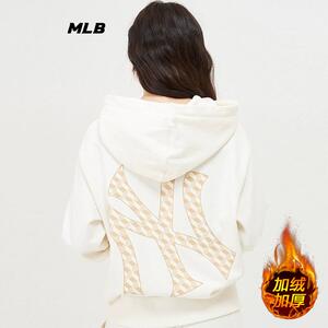 韩国MLB男女情侣休闲运动套头卫衣秋冬加绒加厚宽松连帽衫上衣潮