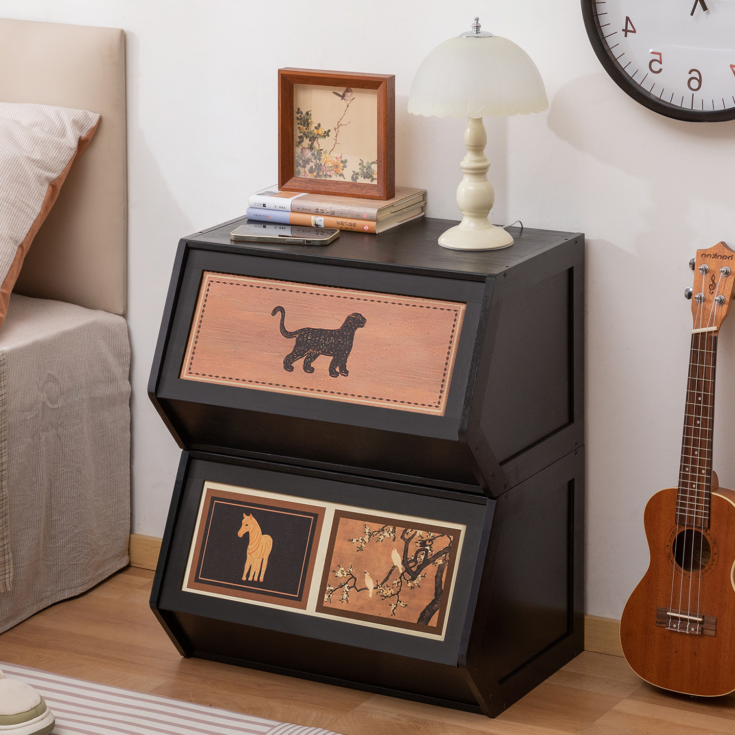 床头柜子置物架小型中古风