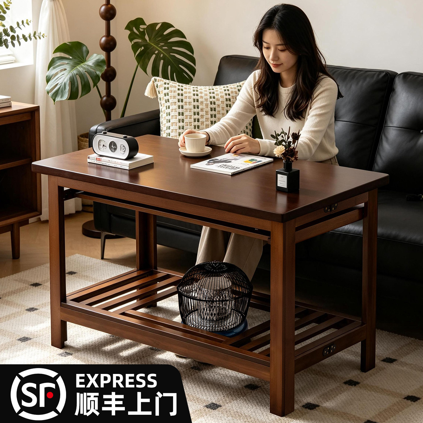可折叠茶几客厅湖南烤火桌子家用新款取暖泡茶阳台小户型简易餐桌